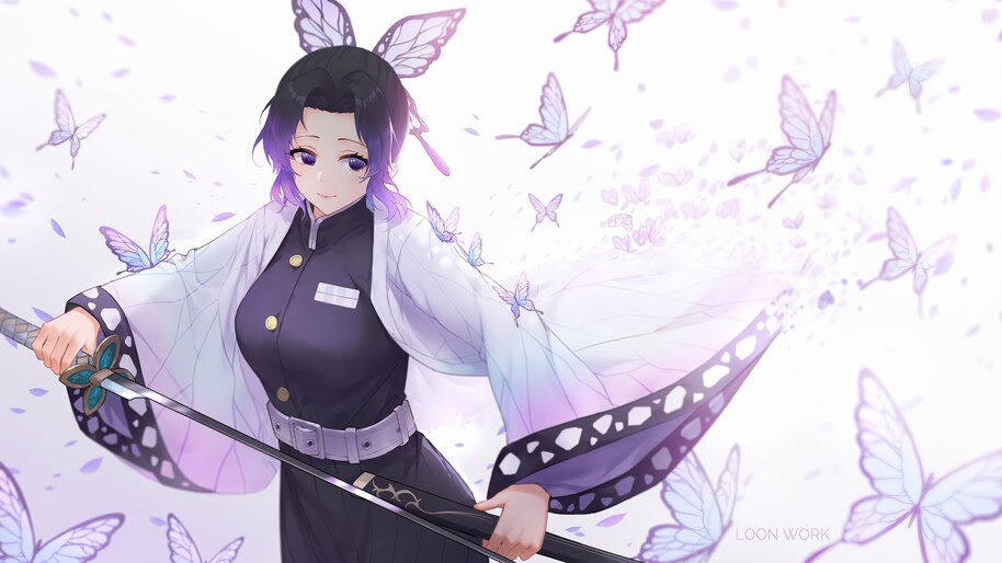 Shinobu Kocho, Butterflies, Kimetsu no Yaiba, 4K, #3.1456