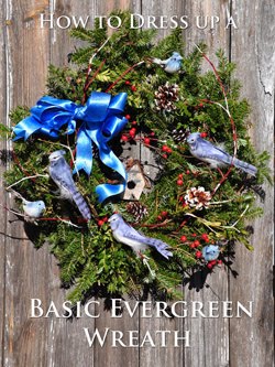 Bluebird and Red Berry Evergreen Wreath How-to