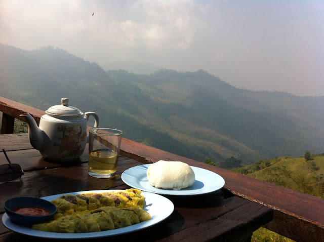 Lunch along the way in a old Chinese settlement in Thailand Motorbike riding in North Thailand