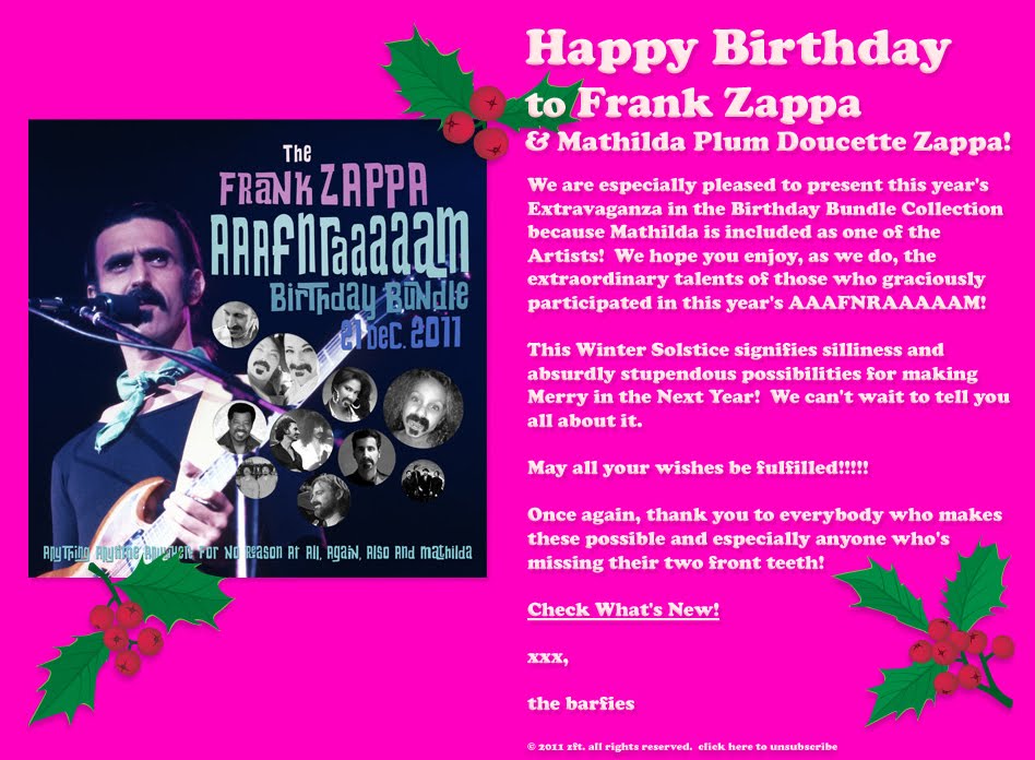 zappa GRITA!: The Frank Zappa Aaafnraaaaam Birthday Bundle (iTunes 2011)
