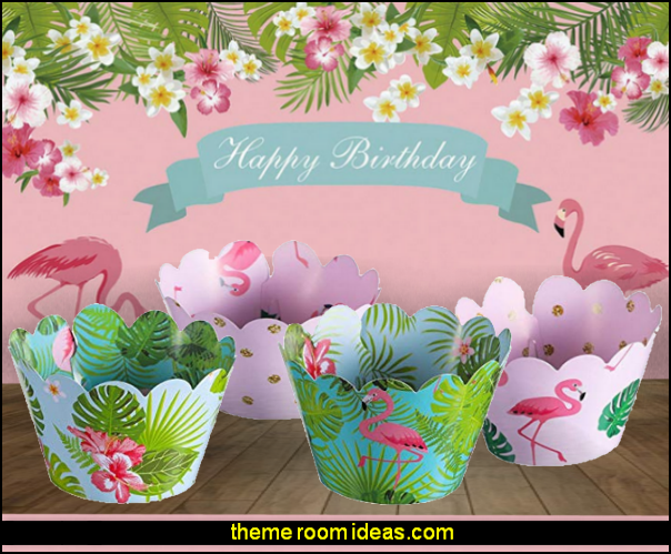 Luau Cake Decorations of Flamingo Cake Topper Picks And Flamingo Pineapple Cupcake Toppers Cardboard Cupcake Wrappers Party Supplies  pink floral Tropical Style Flamingo Birthday party  photo backdrop