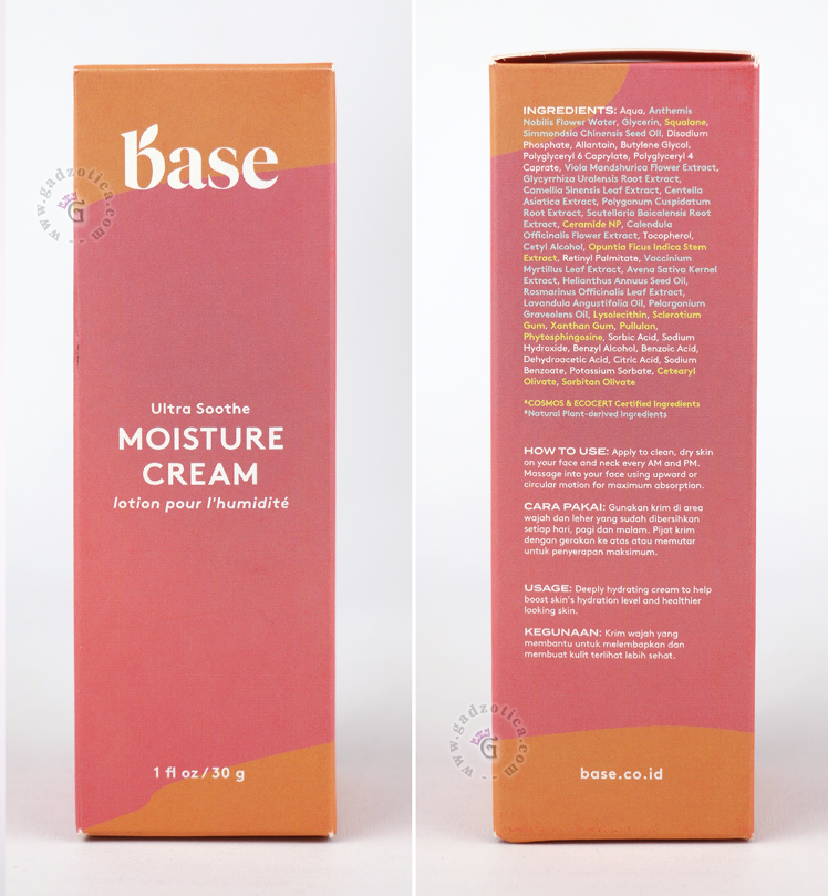 Ingredients base moisture cream