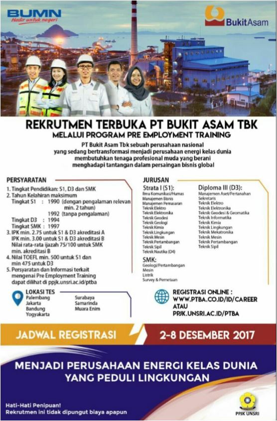 Lowongan Kerja BUMN PT. Bukit Asam Blog Pak Pandani Lowongan Kerja BUMN PT. Bukit Asam Blog Pak Pandani