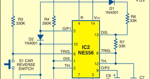 Car-Reversing Horn with Flasher | Circuits-Projects
