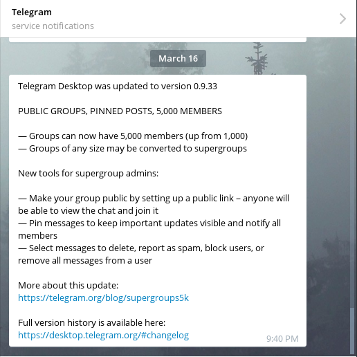 notification update, telegram what new version, telegram update what's new of feature, linux, command line, arief-jr.blogspot.com
