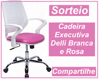 Participe do Sorteio de uma Cadeira Executiva Delli Branca e rosa