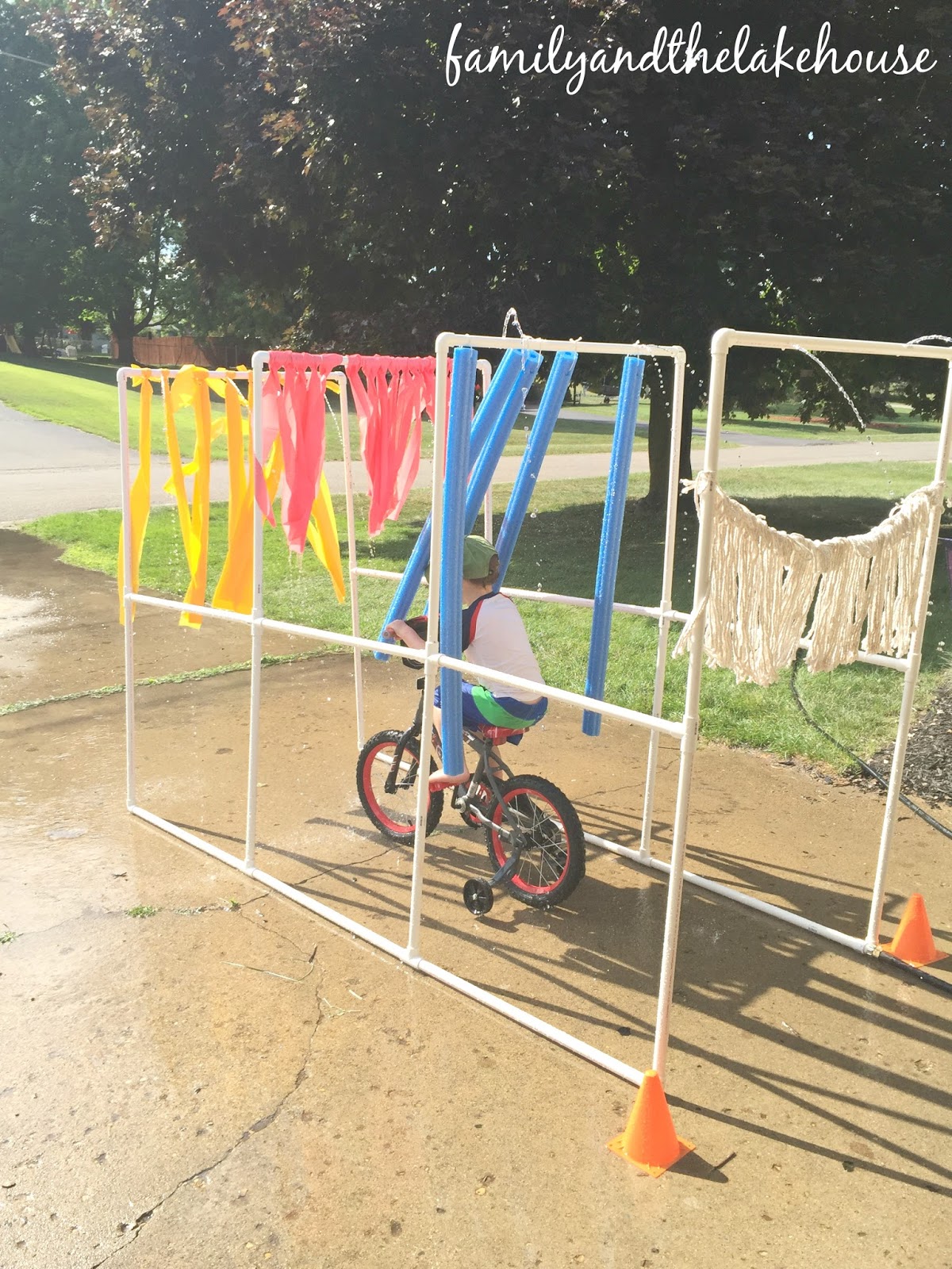 Family and the Lake House PVC Pipe Car Wash