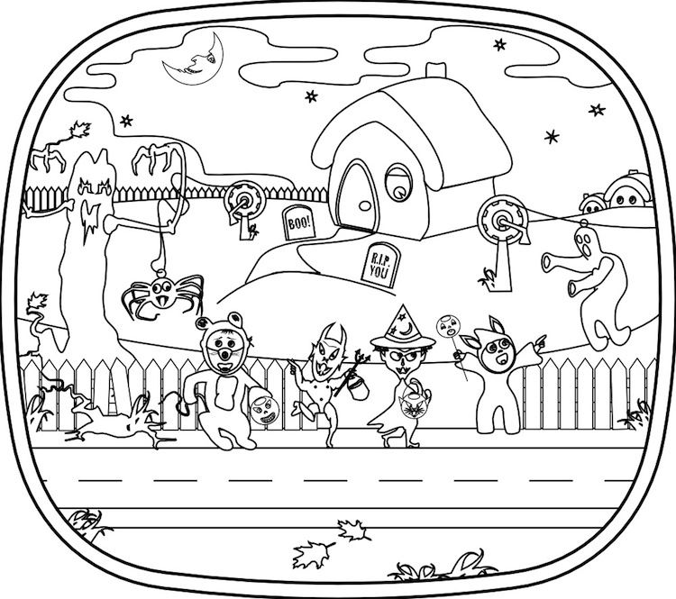 halloween scenery coloring pages - photo #11