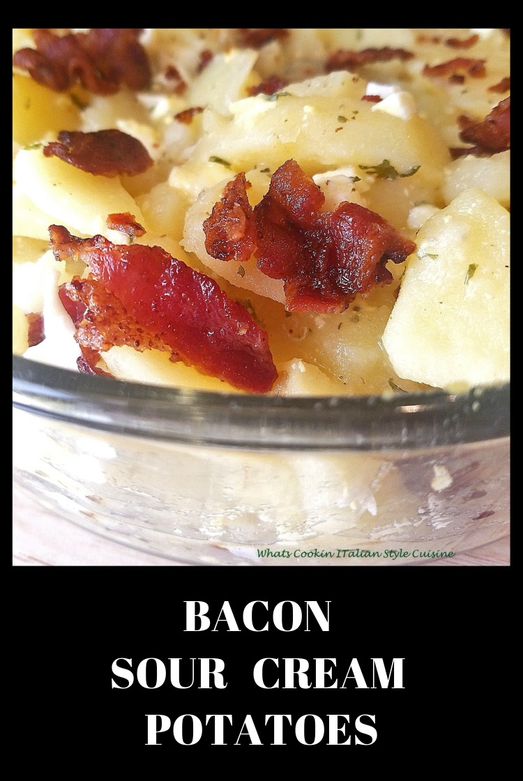 This is big bowl of bacon with sour cream potatoes for a side dish