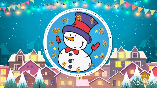 Animated Snowman Clock Screensaver
