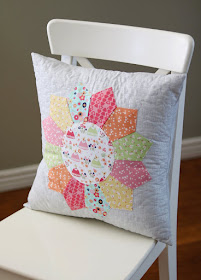 Cute Dresden quilted pillow made by Andy of A Bright Corner