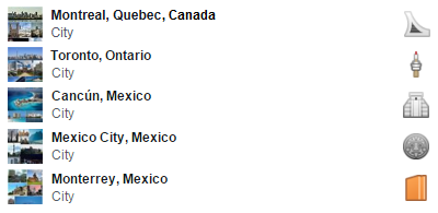 Canada and Mexico Facebook city travel icons Canada and Mexico Facebook city travel icons