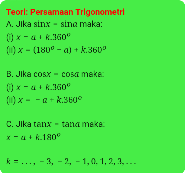 Persamaan Trigonometri Dasar