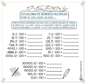MinihogarKids: DIVISIONES DE NÚMEROS DECIMALES DIVIDIDOS POR 10, 100