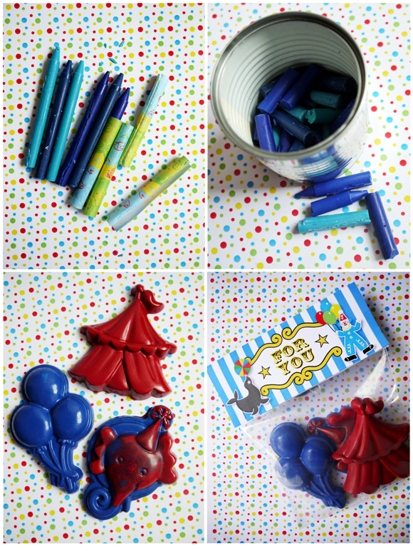 DIY Circus Birthday Crayon Party Favors - BirdsParty.com