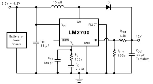 3 to 12 Volts Converter with LM2700 - Electronics Circuit Projects and