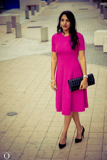 Textured pink midi dress and lace heels | The Silver Kick Diaries