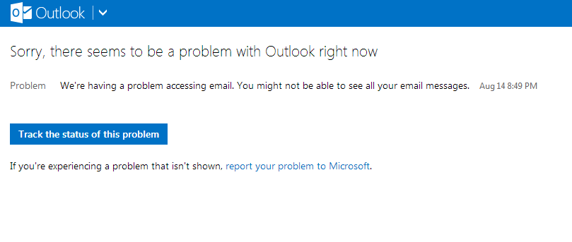 บทความ ระบบอีเมล์สำหรับธุรกิจ , อีเมล์ธุรกิจ, Email ธุรกิจ, Email  สำหรับธุรกิจ: Hotmail เข้าไม่ได้ ล่ม เกิดปัญหาในการลงชื่อเข้าใช้, Sorry,  There Seems To Be A Problem With Outlook Right Now