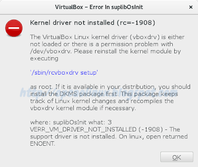 Erro "Kernel driver not installed (rc=-1908)"