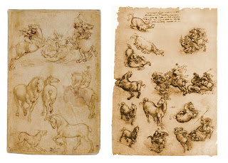 Leonardo da Vinci. Hombre a caballo contra un dragon