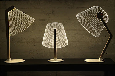 3D lamps with LED lights and wooden stand