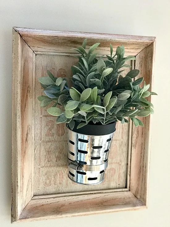 DIY Thrifted Frame Olive Bucket Planter. Homeroad.net