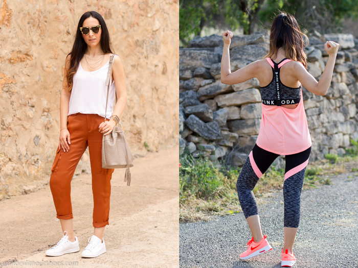 Look deportivo con leggings sujetdor top y deportivas Nike Air Max Thea Los mejores looks combinando zapatillas deportivas sneakers