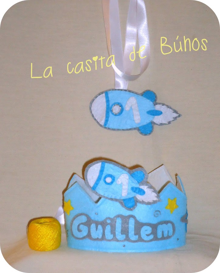 Corona cumpleaños en fieltro cohetes - Rocket felt birthday crown