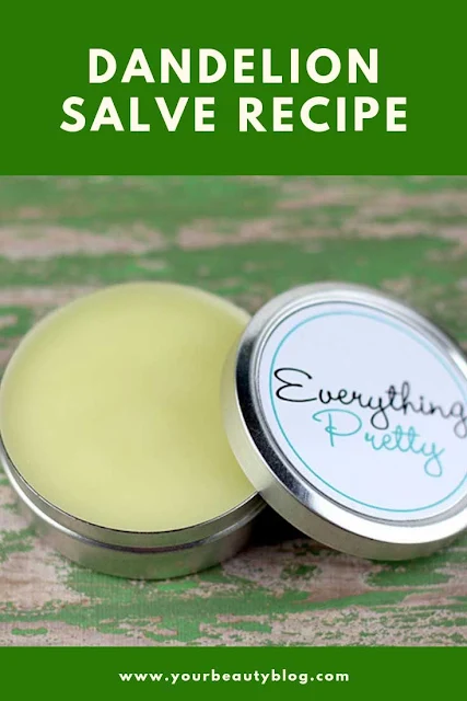How to make a dandelion salve.  Learn the benefits and uses of this natural home remedies.  This dandelion salve recipes is made with real dandelions and infused oils.  Use this diy dandelion salve recipe for dry skin or eczema.  This is great for cuticles, cracked heels, or other areas of dry skin.  Herbal medicine with fresh dandelions from your yard.  #diy #dandelion #salve
