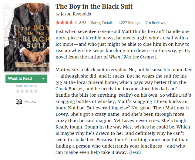 Balbarin English The Boy in the Black Suit by Jason Reynolds