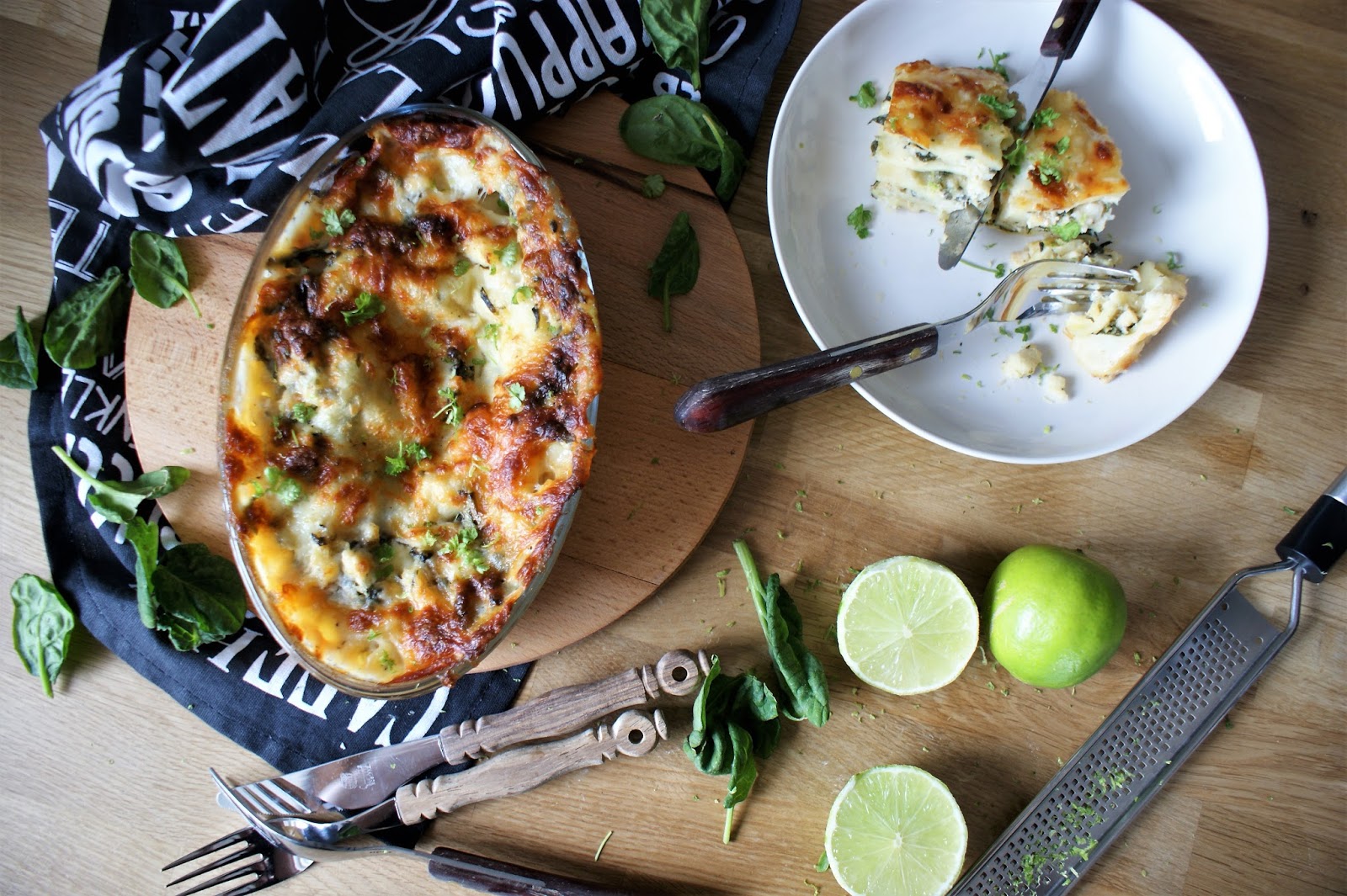 Spinatlasagne mit Kabeljaufilet - Papilio Maackii