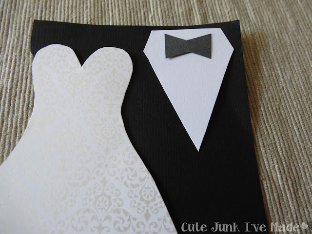 Homemade Wedding Card - bowtie piece on shirt close up