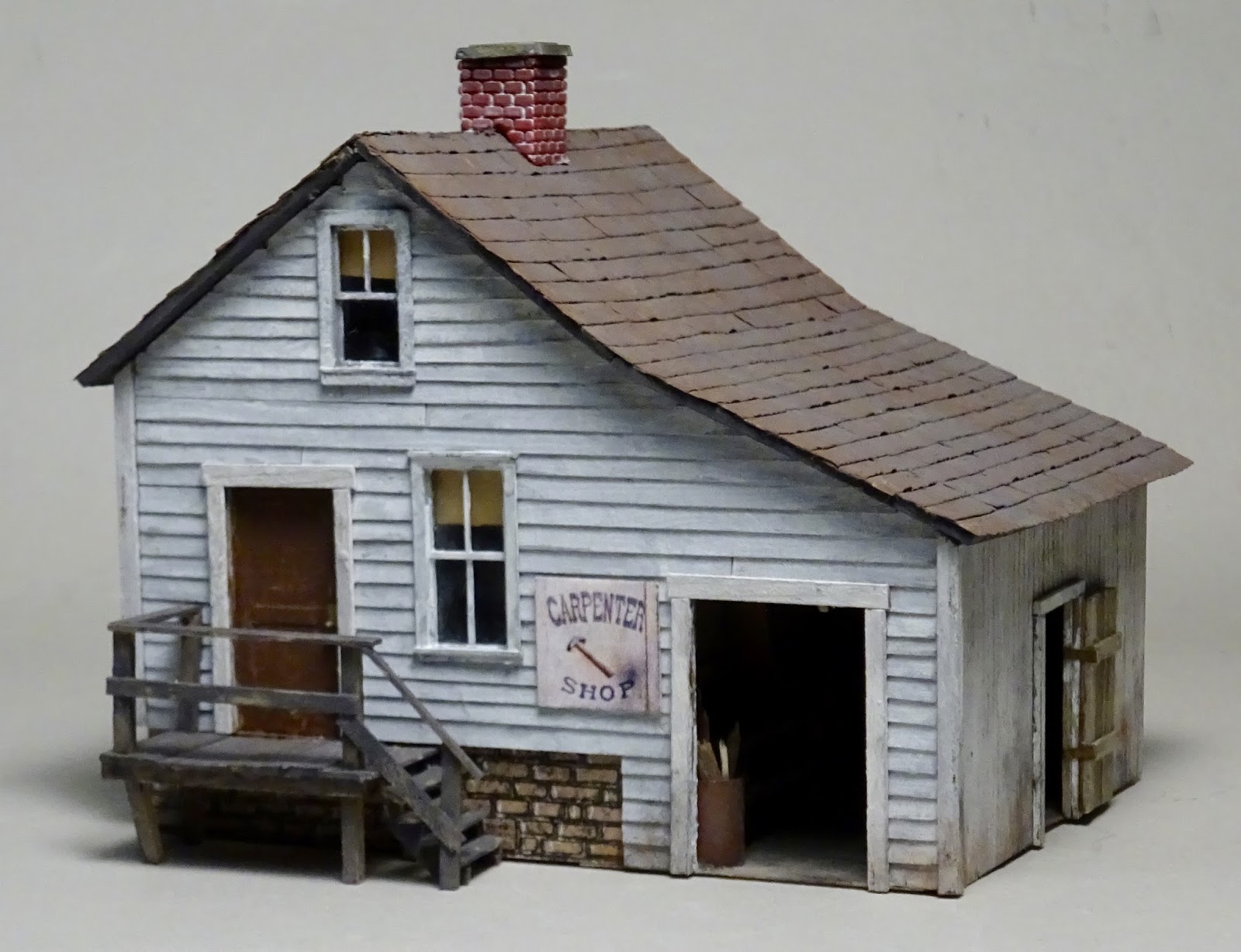 Model Railroad Minutiae Carpenter shop model main building complete