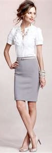 Outfit Posts: outfit post: white button down, grey pencil skirt, gold ...