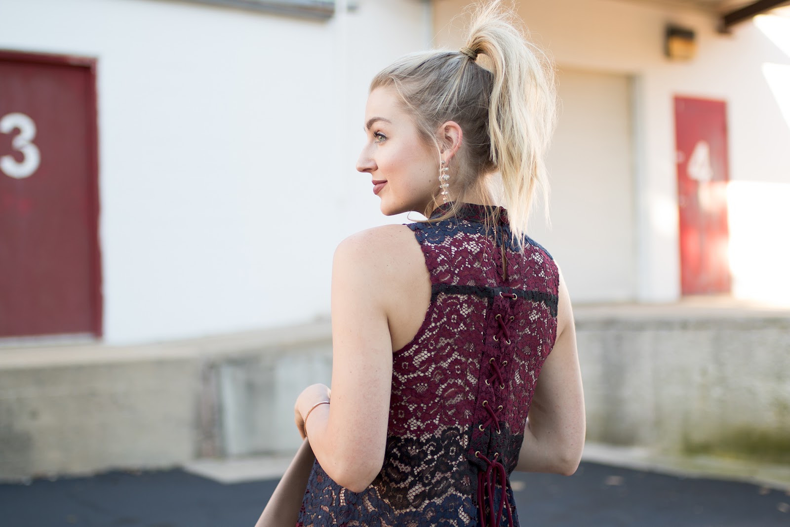 Burgundy lace dress