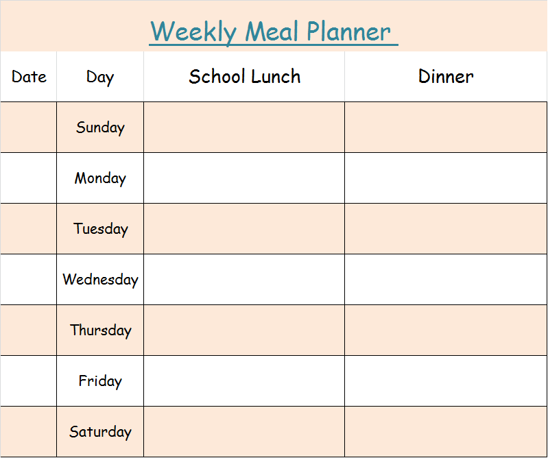 My Lovely DIY Blog: Menu Planner - School Lunch AND Dinner