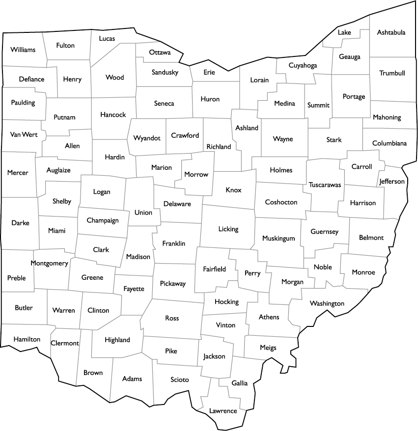 Printable Map Of Ohio Counties