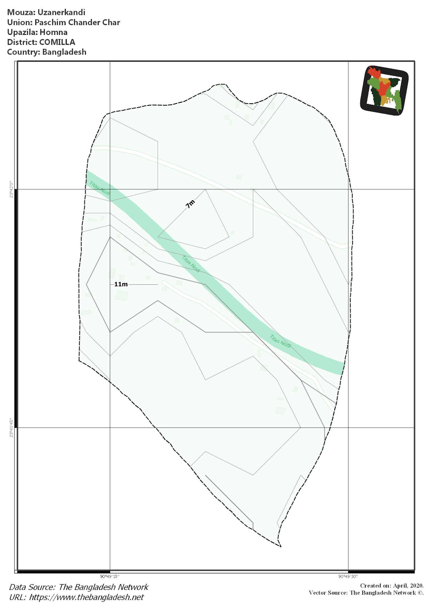 Map of Uzanerkandi Mouza of Homna Upazila, COMILLA Map of Uzanerkandi Mouza of Homna Upazila, COMILLA, Bangladesh.