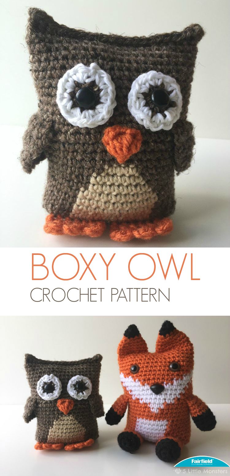 Link to free crochet pattern for Boxy Owl Amigurumi