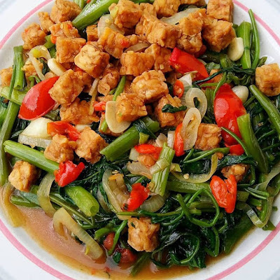 Resep Sayuran - Cah Kangkung Tempe