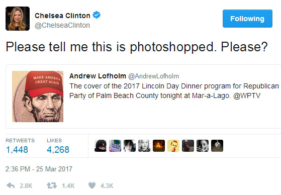 Chelsea Clinton flips out over Trump hat onÂ Lincoln | Radio Active
