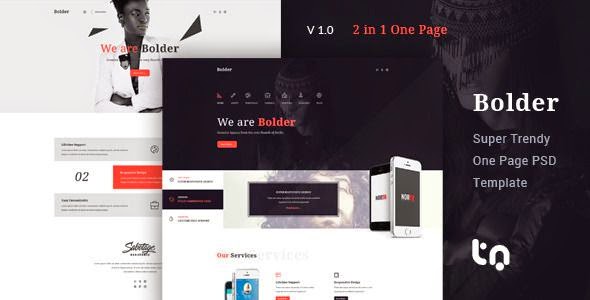 Bolder - Trendy One Page PSD Template 