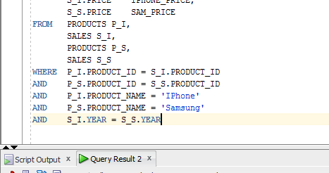 SQL QUERIES - FOR ANALYSIS: COMPARE 2 PRODUCTS