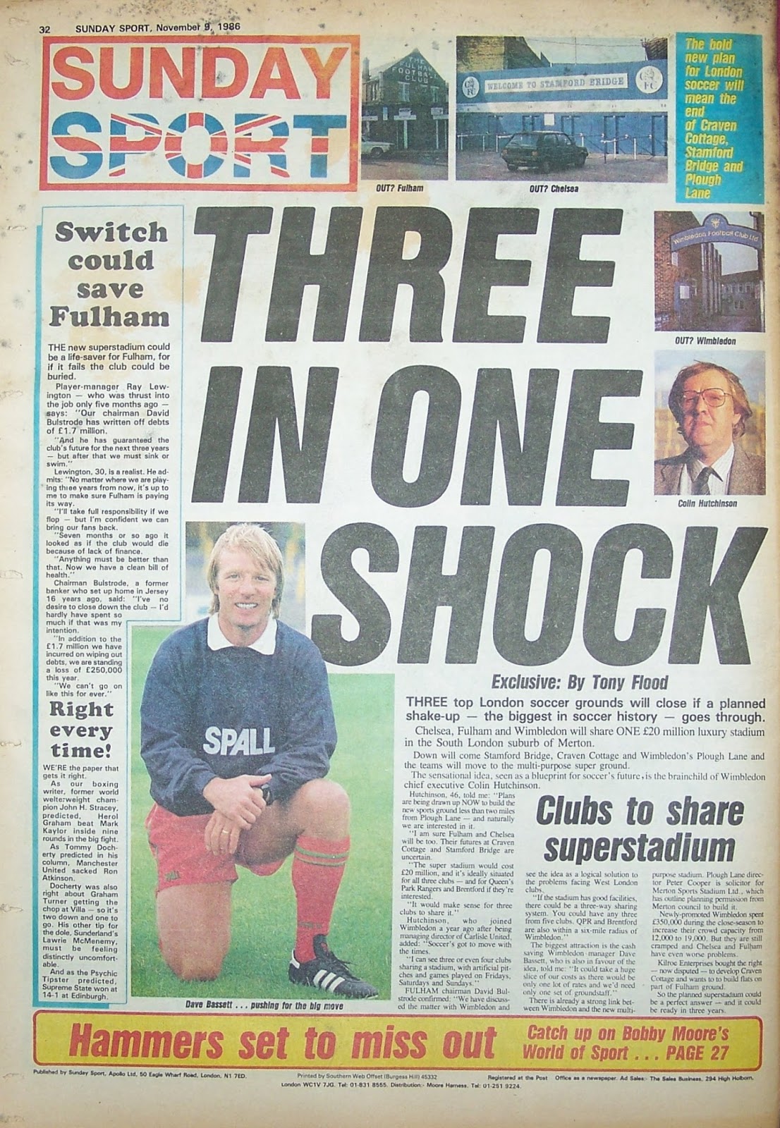 Sunday Sport newspaper from 9th November 1986