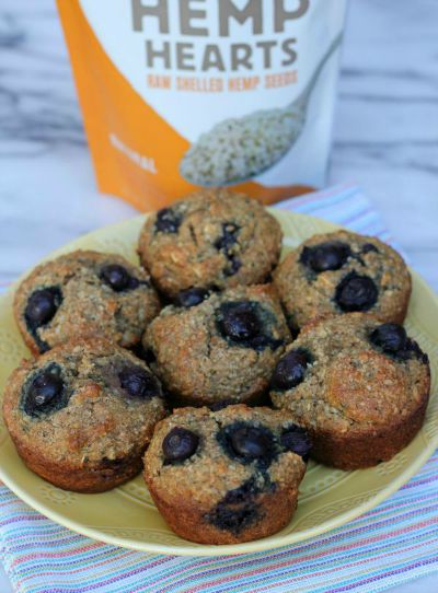 Healthy Blueberry Hemp and Flax Muffins