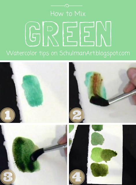 watercolor techniques: how to mix green paint http://schulmanart.blogspot.com/2015/07/watercolor-wednesdays-how-to-mix-green.html watercolor techniques: how to mix green paint http://schulmanart.blogspot.com/2015/07/watercolor-wednesdays-how-to-mix-green.html