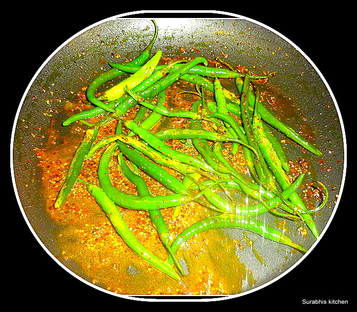 to surabhis kitchen Tempered Green Chillies/Fodni Mirchi