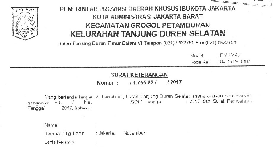 Rt 017 Rw 05 Tanjung Duren Selatan Mengurus Sendiri Surat