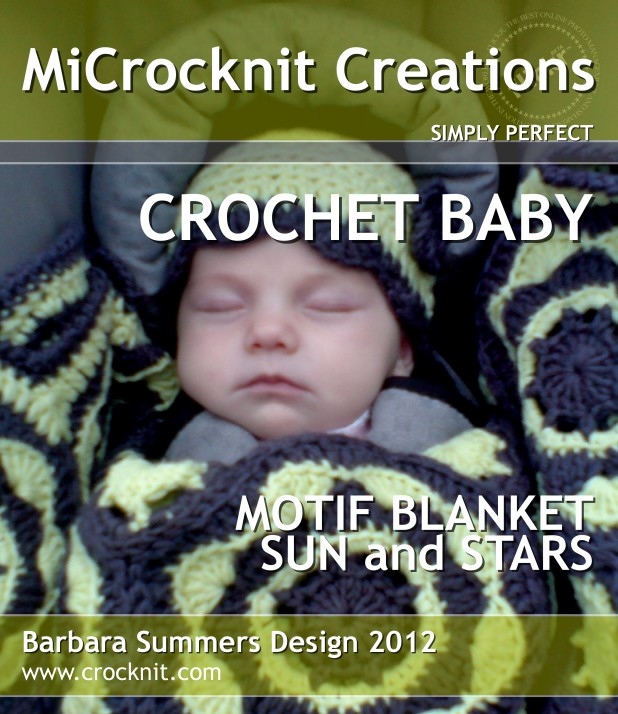 MICROCKNIT CREATIONS CROCHET BABY BLANKET "SUN & STARS"