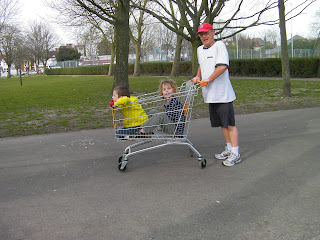 b+q shopping trolley in the park